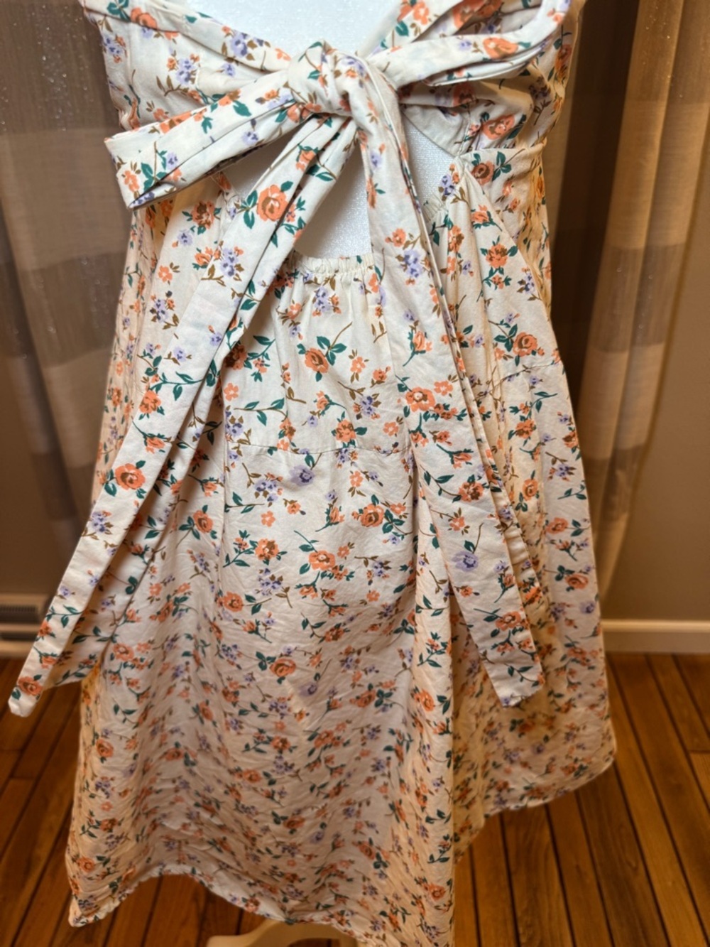 Altar'd State Cream Floral Sundress with Orange & Green Accents - Picture 6 of 9